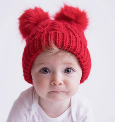 Huggalugs Red Fluffer Beanie Hat