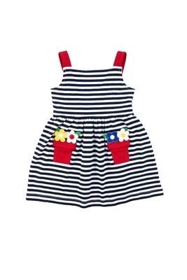 Eiseman Girls Stripe Dress w/Flower 528