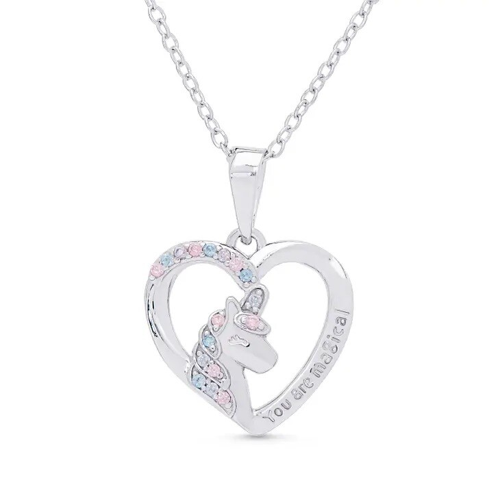 Lily Nily You Are Magical' Unicorn CZ Necklace in Sterling Silver*