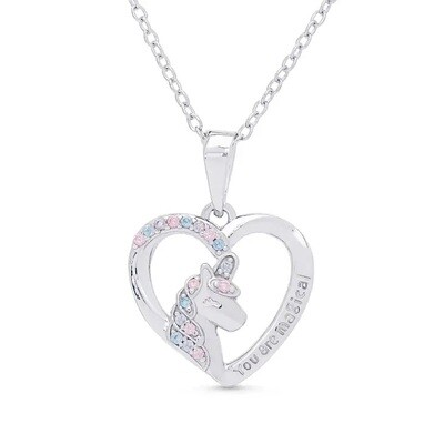 Lily Nily You Are Magical' Unicorn CZ Necklace in Sterling Silver