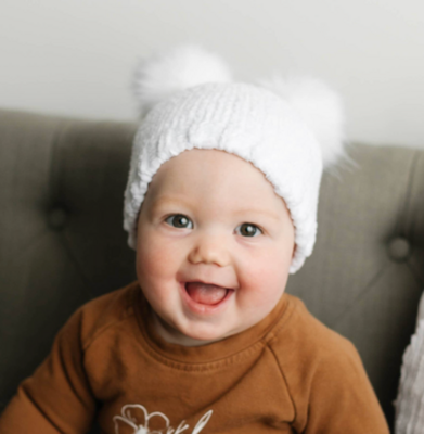 Huggalugs Snowy White Chenille Beanie Hat