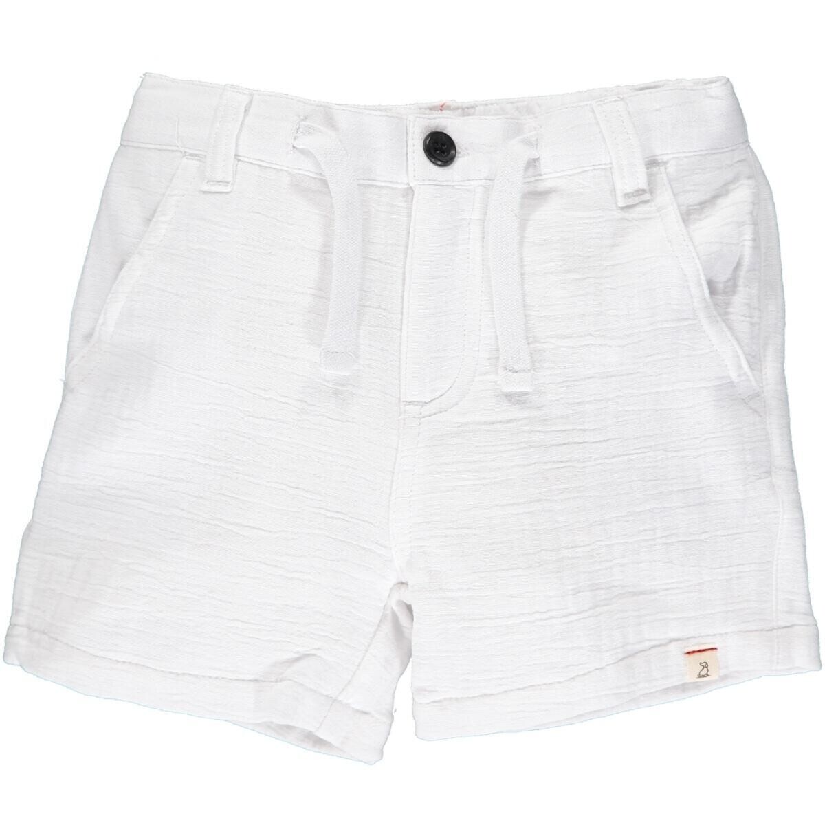 Me & Henry Boys White Crew Gauze Shorts 672*