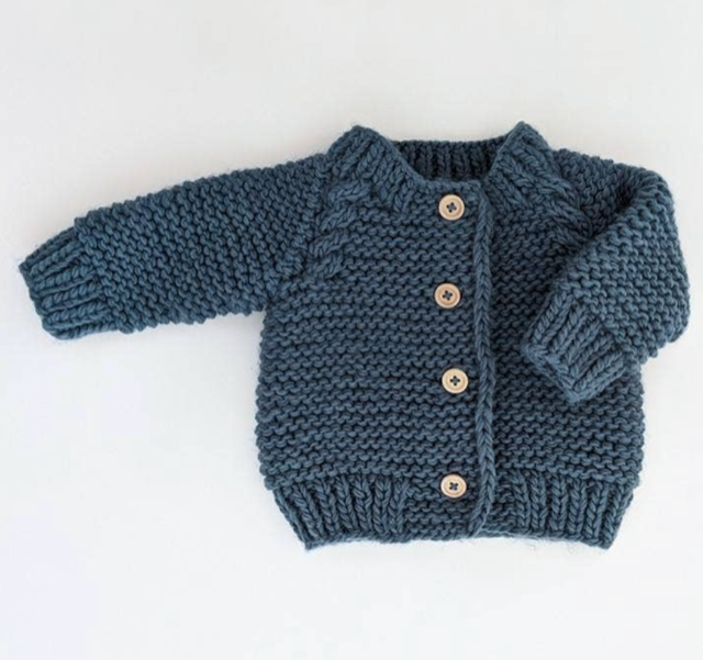 Huggalugs Slate Garter Stitch Cardigan Sweater*