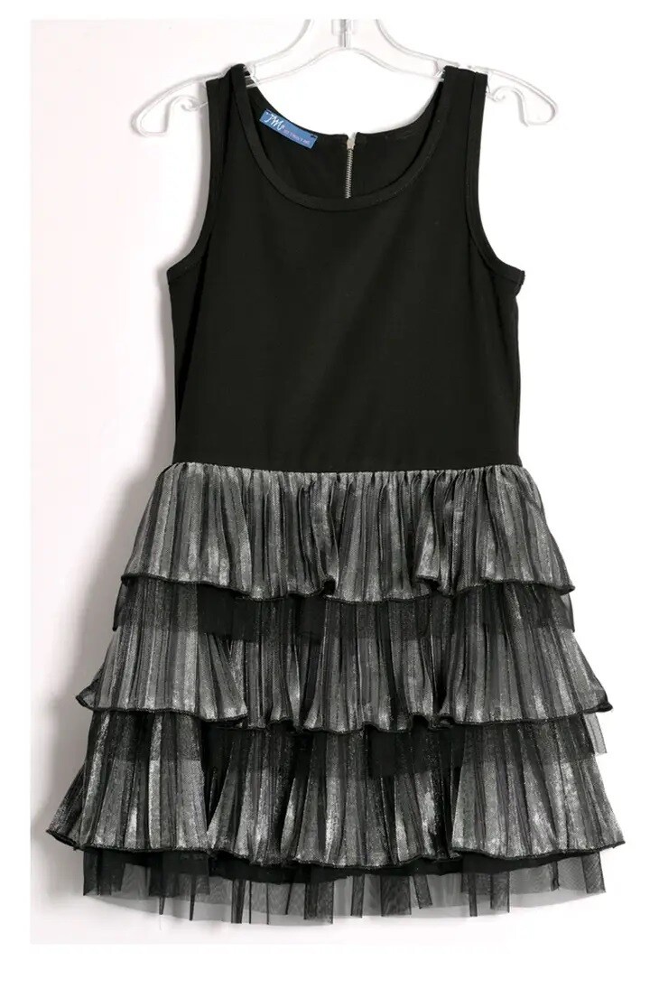Tiered Party Dress/Black Multi*