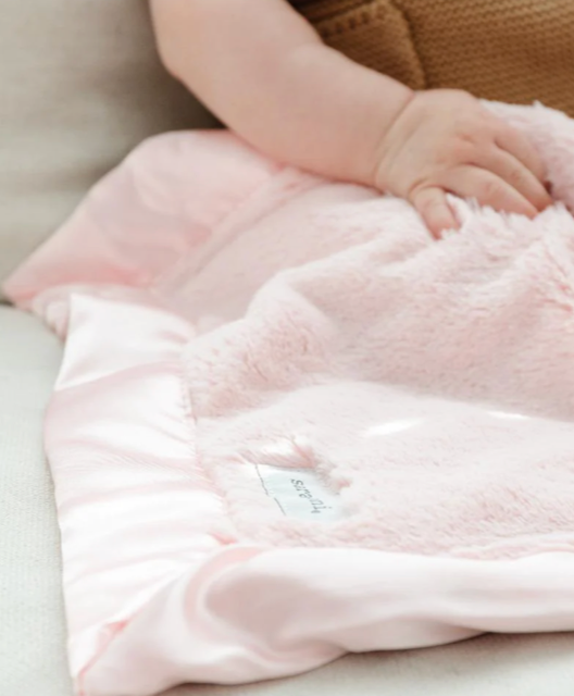 Saranoni Light Pink Lush Satin Border Mini Blanket