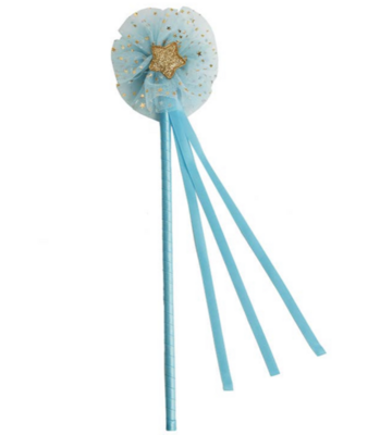 Sparkle Sisters Tulle Gold Star Wand - Blue
