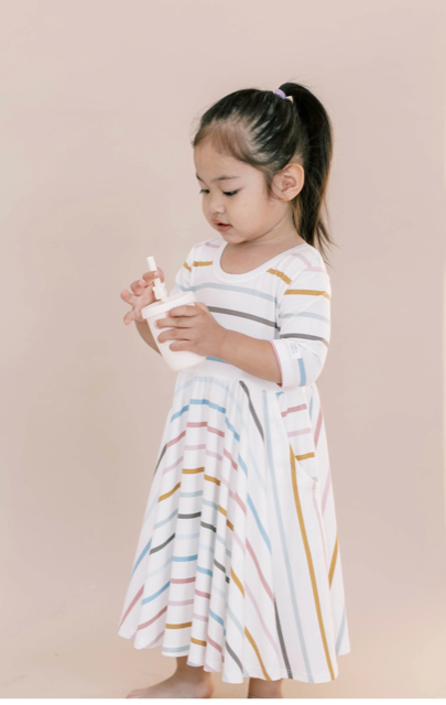 Loulou Lollipop Skater Dress - Pastel Stripes