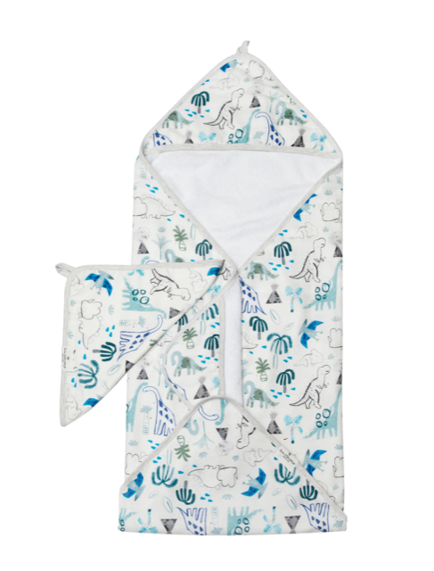 Loulou Lollipop Hooded Towel Set - Dinosaurs 822