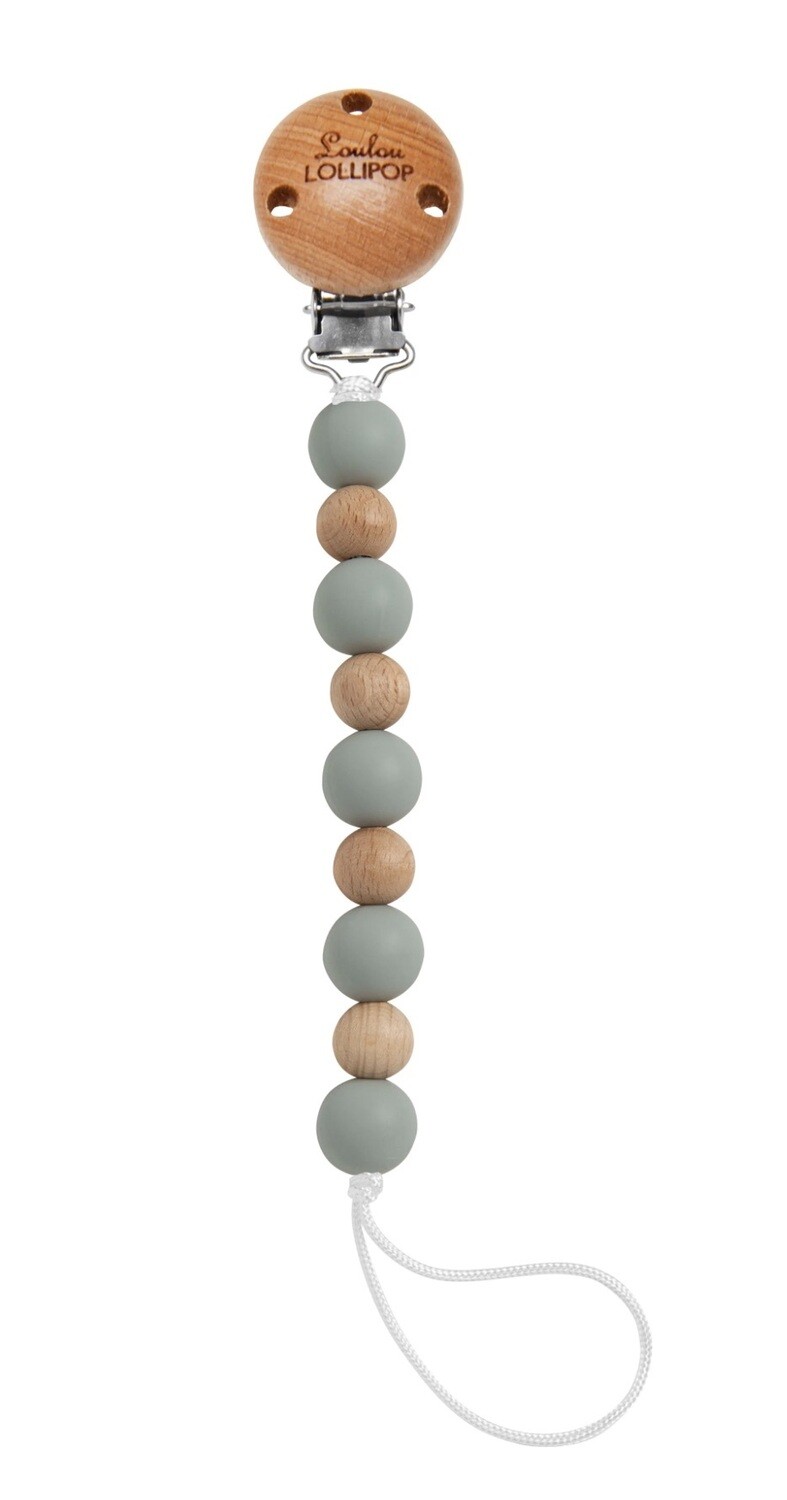 Loulou Lollipop Celeste Pacifier Clip - Grey