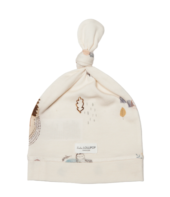 Loulou Lollipop Top Knot Beanie Cozy Forest - 0-6M