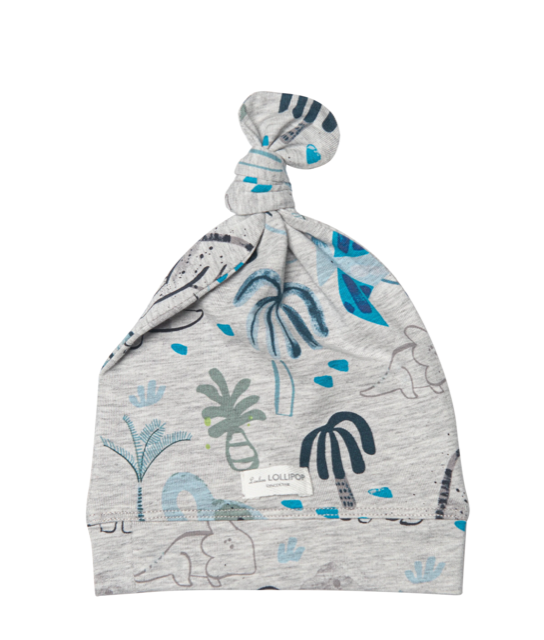 Loulou Lollipop Top Knot Beanie -Dinosaurs 788 (0-6M