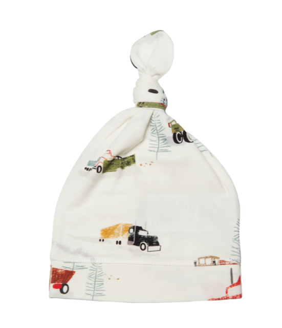 Loulou Lollipop Top Knot Beanie -Happy Trucks 801 (0-6M