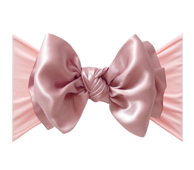 Baby Bling Satin Fab Bow - Antique Pink / Rose Quarts