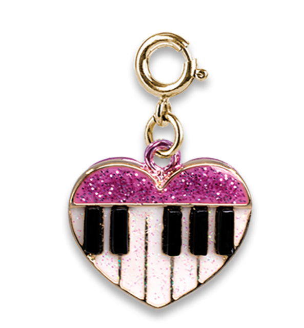 Charm It Gold Glitter Piano Heart Charm 1486*
