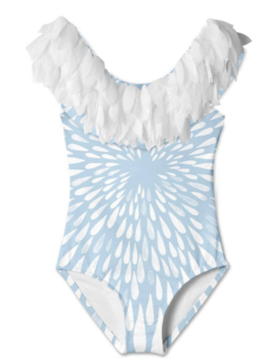 Stella Cove White Splash Petal Draped Swimsuit*