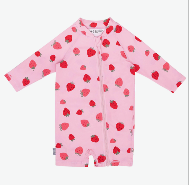 Jan &amp; Jul Pink Strawberry L/S UV Jumpsuit*