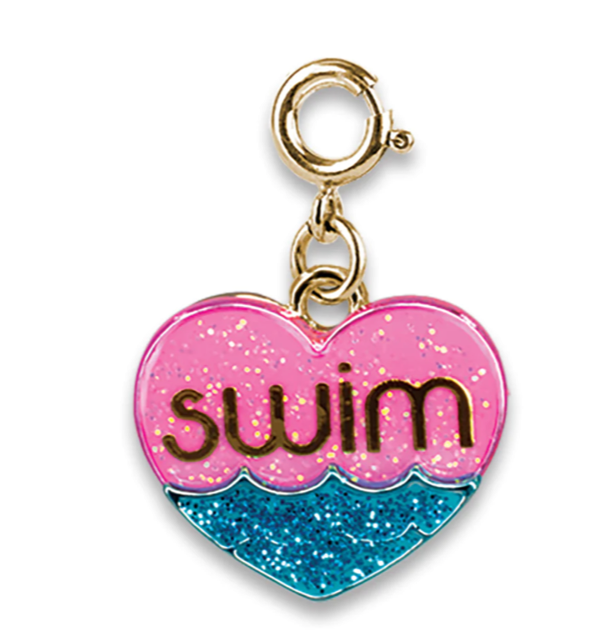 Charm It Gold Glitter Swim Heart Charm - CICC1489*