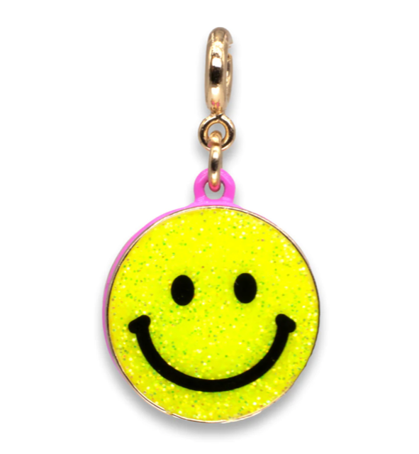 Charm It Gold Glitter Smiley Face Charm - CICC1493*