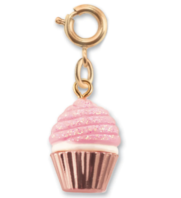Charm It Gold Pink Glitter Cupcake Charm - CICC1320*
