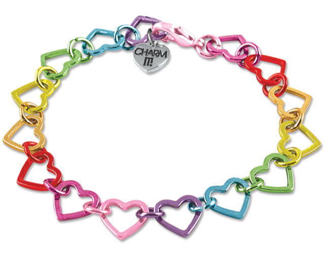 Charm It Rainbow Heart Link Bracelet CIB923