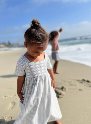 Vignette Girls Rylie Dress White/Black stripe*