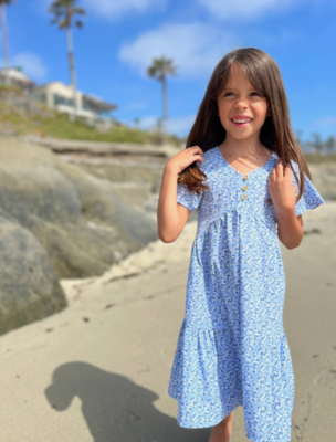Vignette Girls Wanda Dress Blue Ditsy Floral