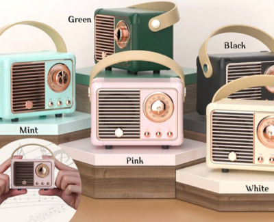  Vintage Bluetooth Speaker-Pink