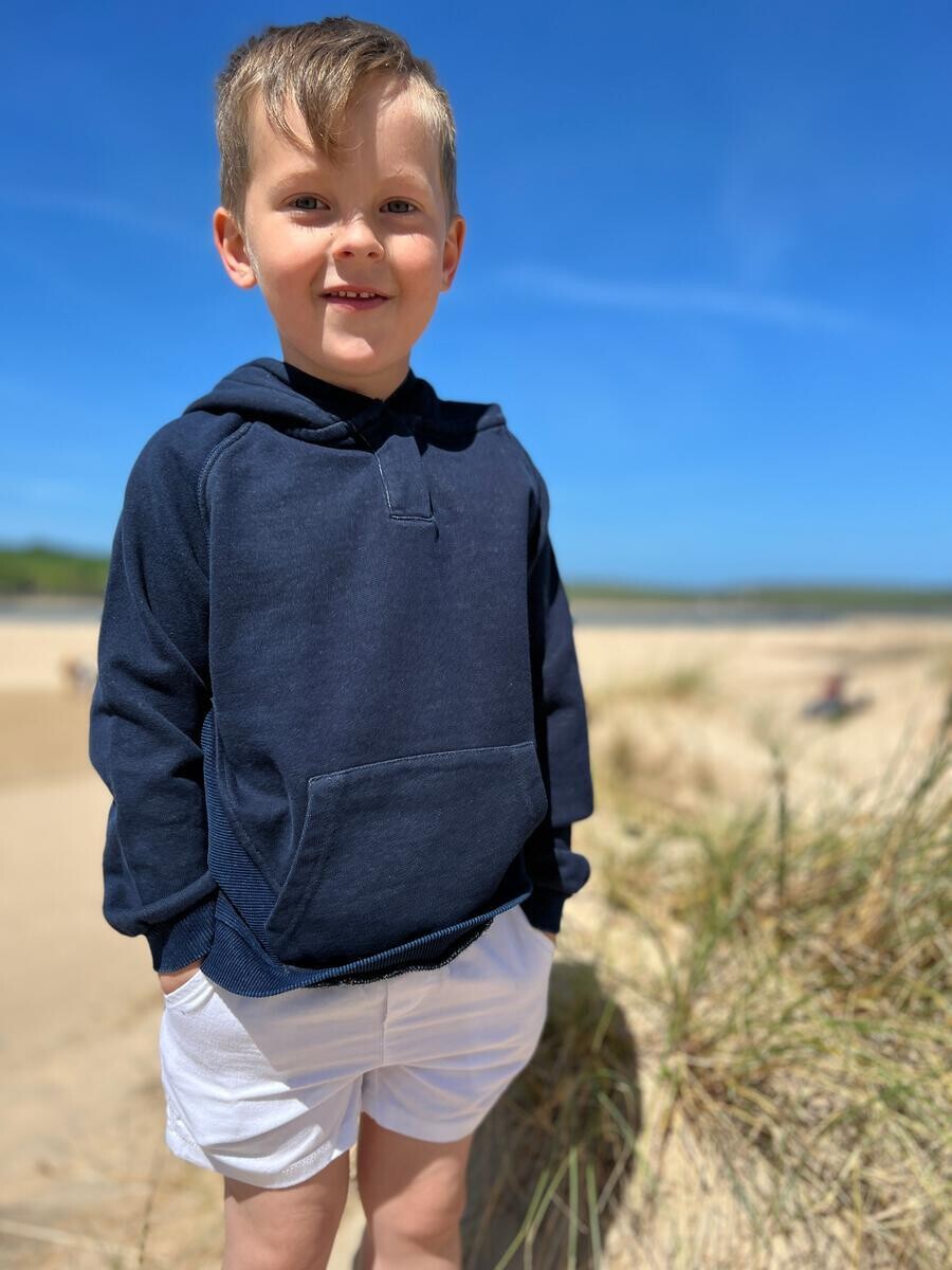 Me &amp; Henry Boys Navy Vintage Wash Hooded Top 553B*