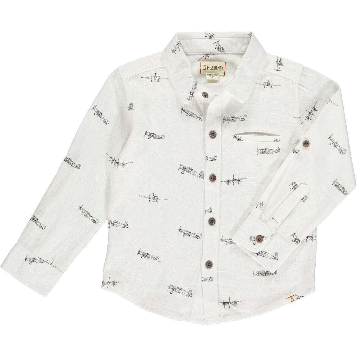 Me &amp; Henry Boys Aviation Print Woven Shirt 136Q*
