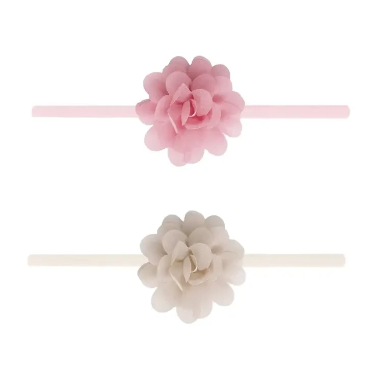 Baby Bling 2PK Mini Chiffon Flower Skinny Headband - Mauve + Blush