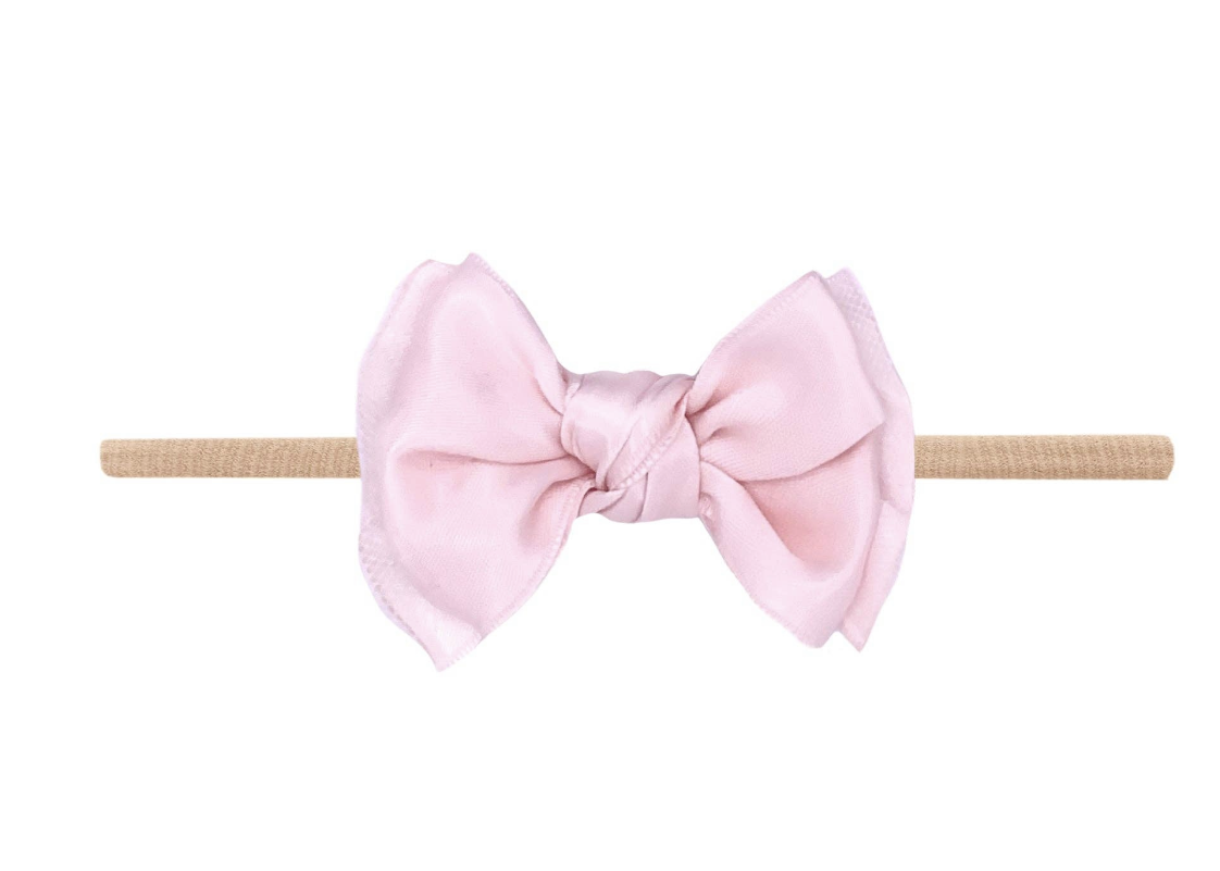 Baby Bling Satin &amp; Tulle Baby Fab Skinny Headband Blush / Pink
