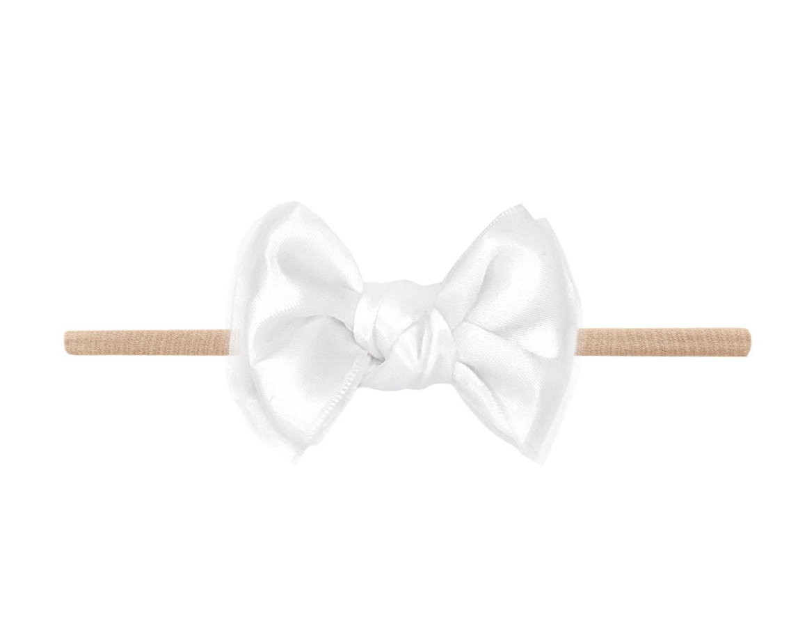 Baby Bling Satin &amp; Tulle Baby Fab Skinny Headband Blush/White