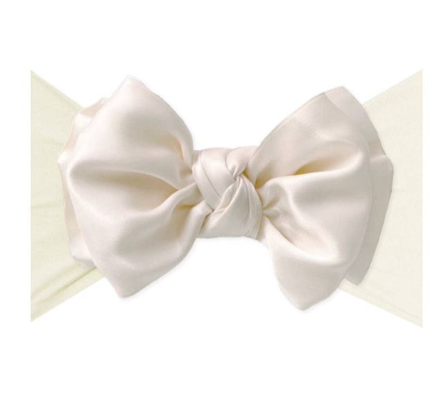 Baby Bling Satin Fab Bow - Ivory