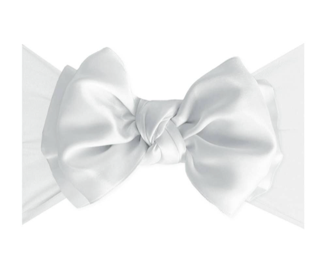 Baby Bling Satin Fab Bow - White