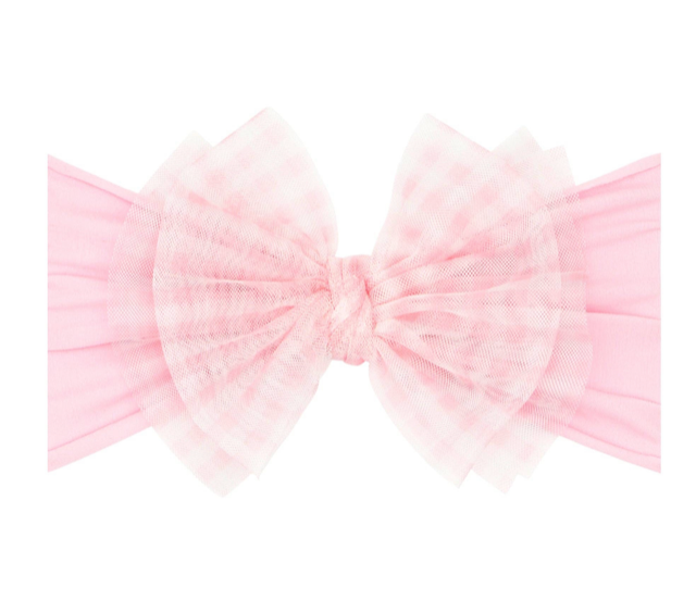 Baby Bling Tulle Fab Bow - Pink Gingham