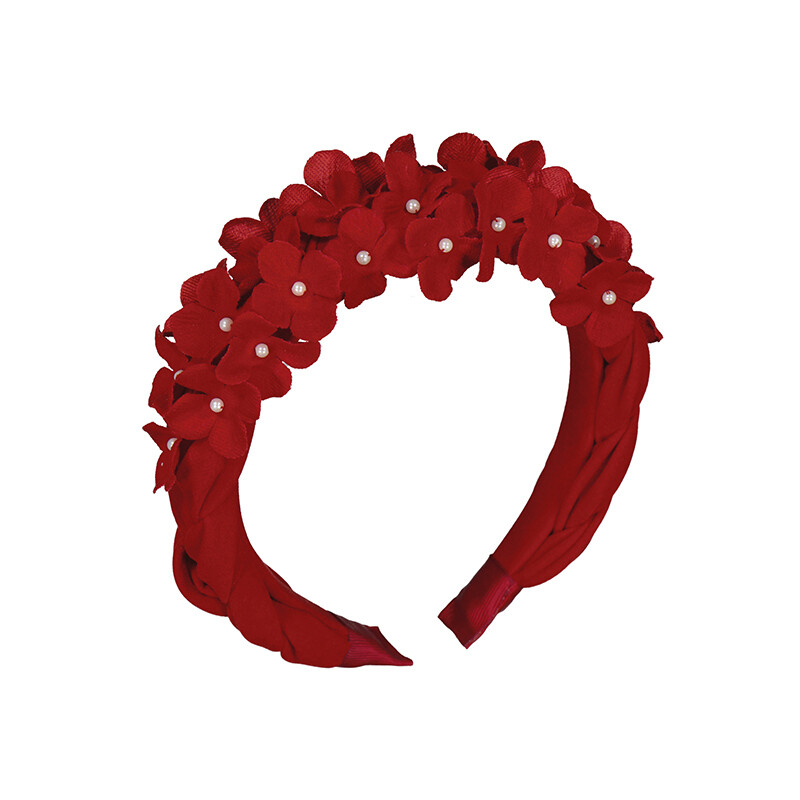 Abel & Lula Red Floral Velour Headband 5985*