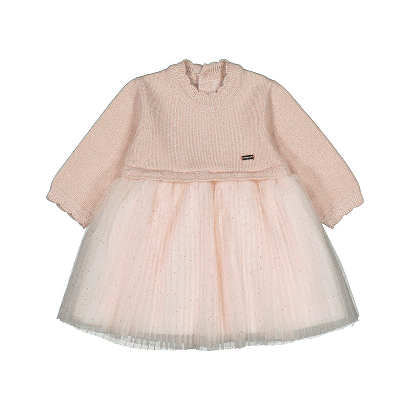 Mayoral Baby Girl Soft Pink Knit Tulle Dress 2858*