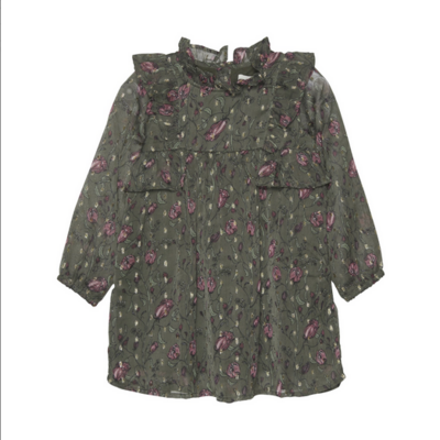 Creamie Girls Olive Night Flower Dot Dress 551*