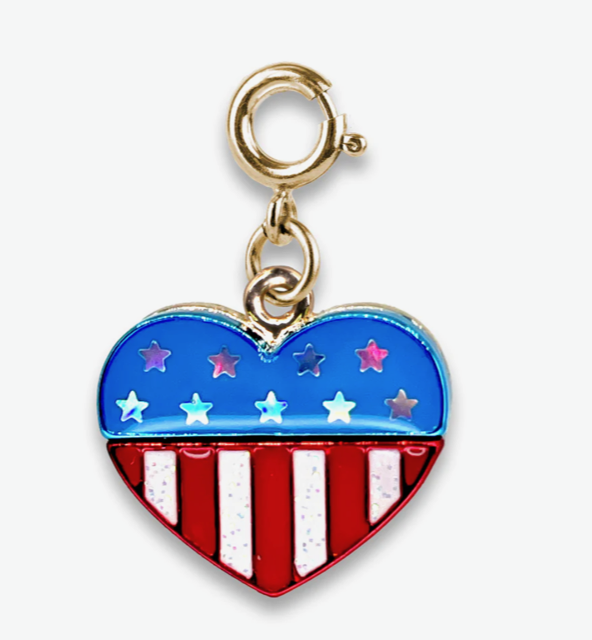Charm It Gold Glitter Flag Heart Charm CICC1497
