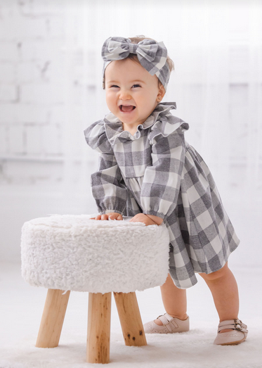 Mabel &amp; Honey Baby Girls Harper Ash Dress 487*