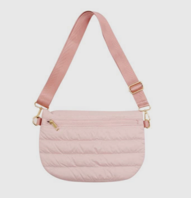 Mavi Bandz Pink Puffer Messenger Crossbody Shoulder Bag