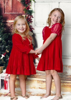 Isobella &amp; Chloe Girls Red Velvet Dress 417*