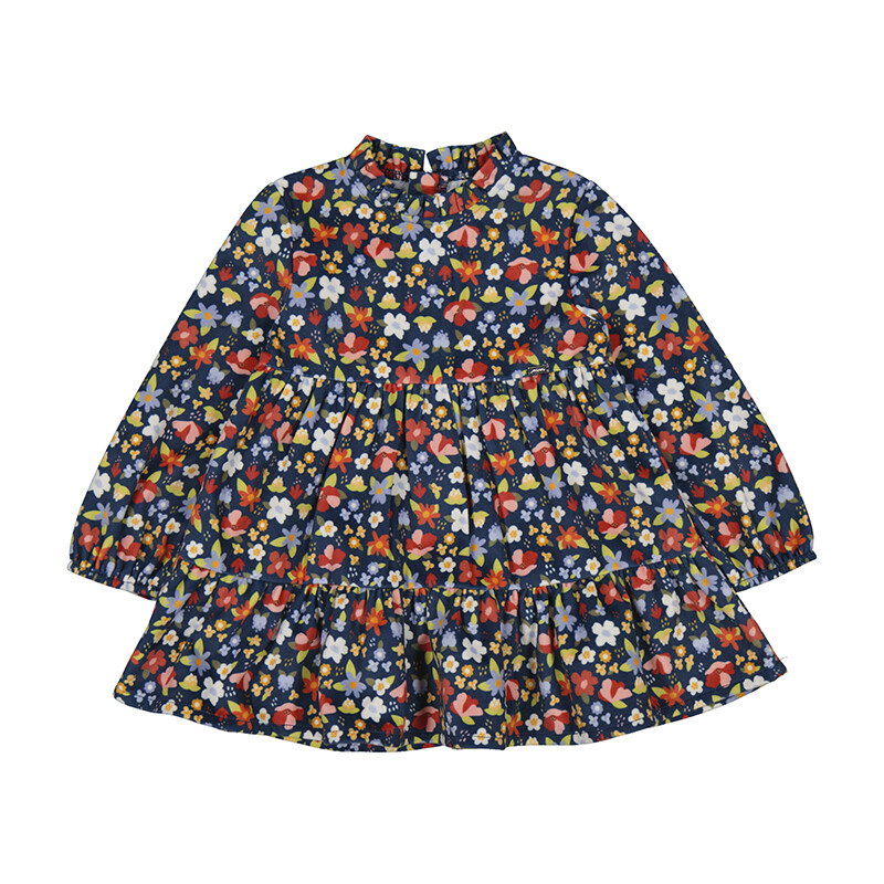 Mayoral Baby Girls Printed Velvet Dress Navy 2985*
