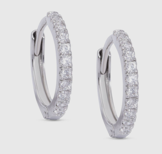 Lily Nily CZ Hinged Hoop Earrings - White