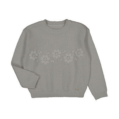 Mayoral Girls Floral embroidery knit sweater 4301