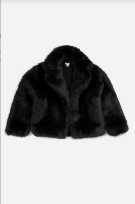 Splendid Girls Black Faux Fur Shorty Coat 579*