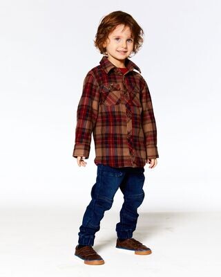 Deux Par Deux Boy Soft Light PolarPlaid Shirt T11*