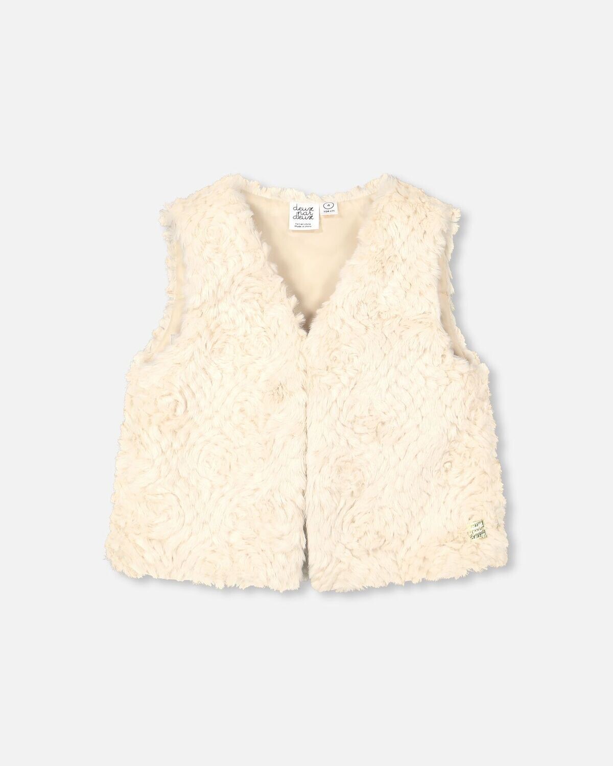 Deux Par Deux Girls Off White Faux Fur Vest G31