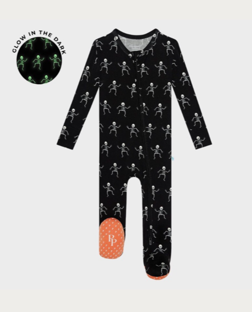 Posh Peanut Oxford Dancing Skelly Zip Footie*