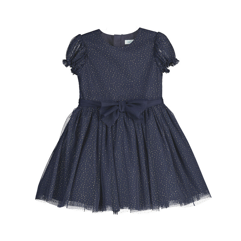 Abel &amp; Lula Girls Navy Shimmer Tulle Dress 5534*